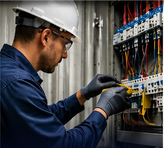 Profissional realizando manutenção técnica